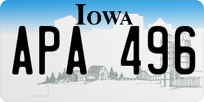 IA license plate APA496