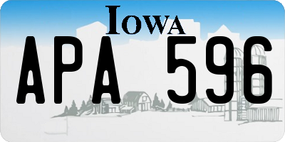 IA license plate APA596