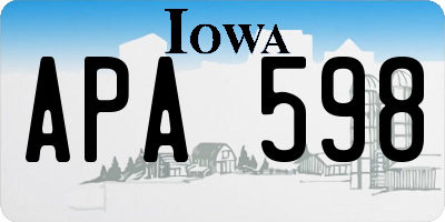 IA license plate APA598