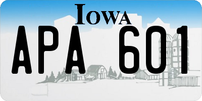 IA license plate APA601