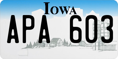 IA license plate APA603