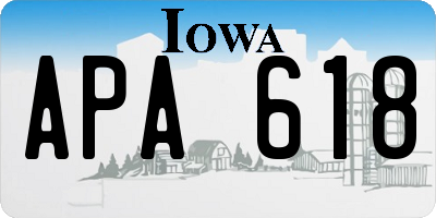 IA license plate APA618