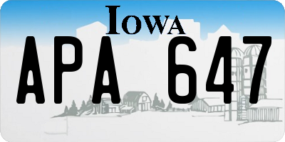 IA license plate APA647