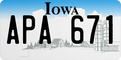 IA license plate APA671
