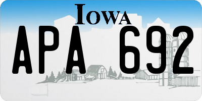 IA license plate APA692