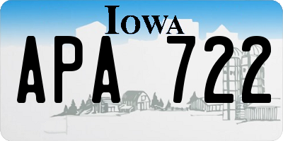 IA license plate APA722
