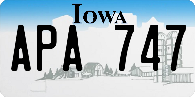 IA license plate APA747