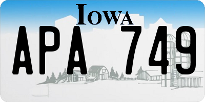 IA license plate APA749