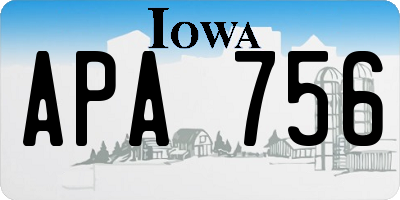 IA license plate APA756