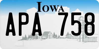 IA license plate APA758