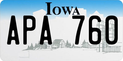 IA license plate APA760