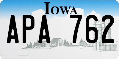 IA license plate APA762
