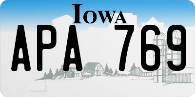 IA license plate APA769