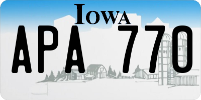 IA license plate APA770