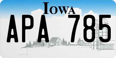 IA license plate APA785