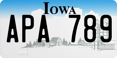 IA license plate APA789