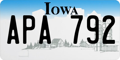 IA license plate APA792