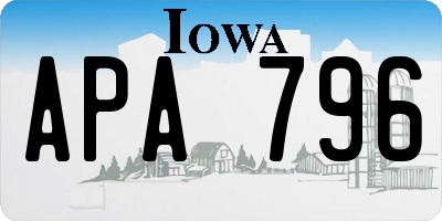 IA license plate APA796