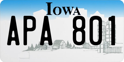 IA license plate APA801