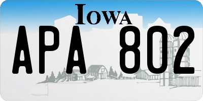 IA license plate APA802