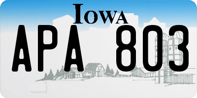 IA license plate APA803