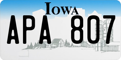 IA license plate APA807