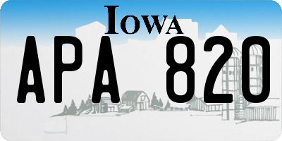 IA license plate APA820