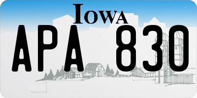 IA license plate APA830