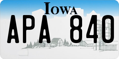 IA license plate APA840