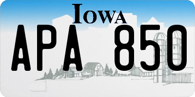 IA license plate APA850