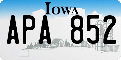 IA license plate APA852