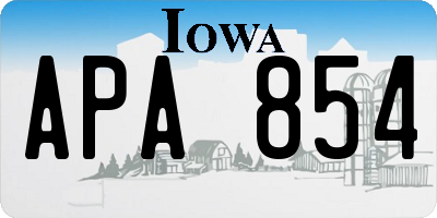IA license plate APA854