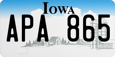 IA license plate APA865