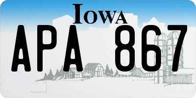 IA license plate APA867