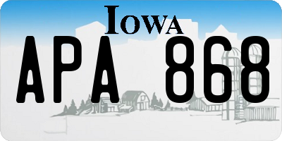 IA license plate APA868