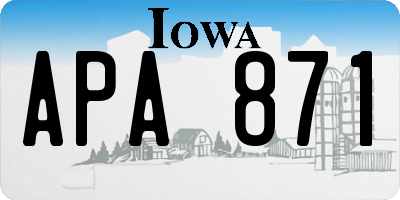 IA license plate APA871