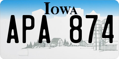 IA license plate APA874