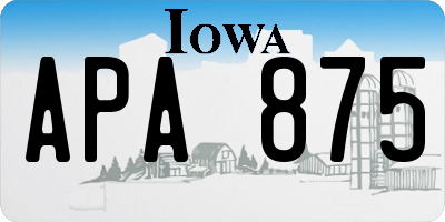IA license plate APA875