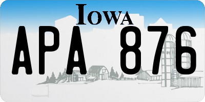 IA license plate APA876