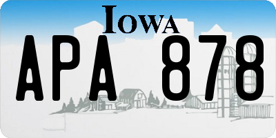 IA license plate APA878