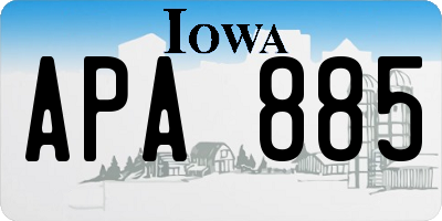 IA license plate APA885