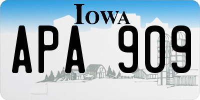 IA license plate APA909