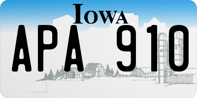 IA license plate APA910