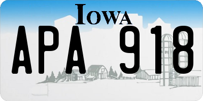 IA license plate APA918