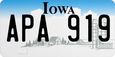 IA license plate APA919