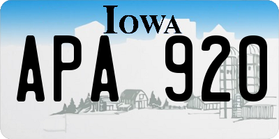 IA license plate APA920