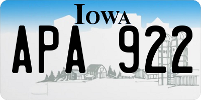 IA license plate APA922