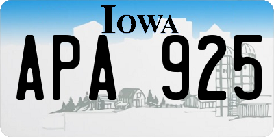 IA license plate APA925