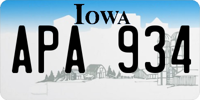 IA license plate APA934
