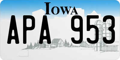 IA license plate APA953